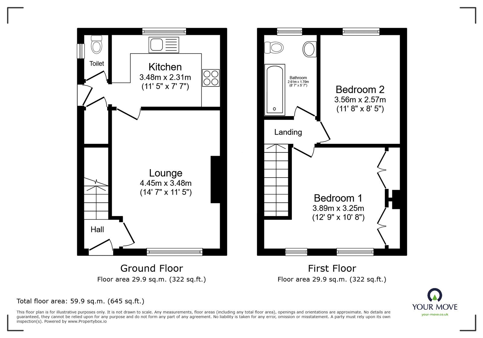 Floorplan of 2 bedroom Semi Detached House for sale, Broadway, Meir, Staffordshire, ST3