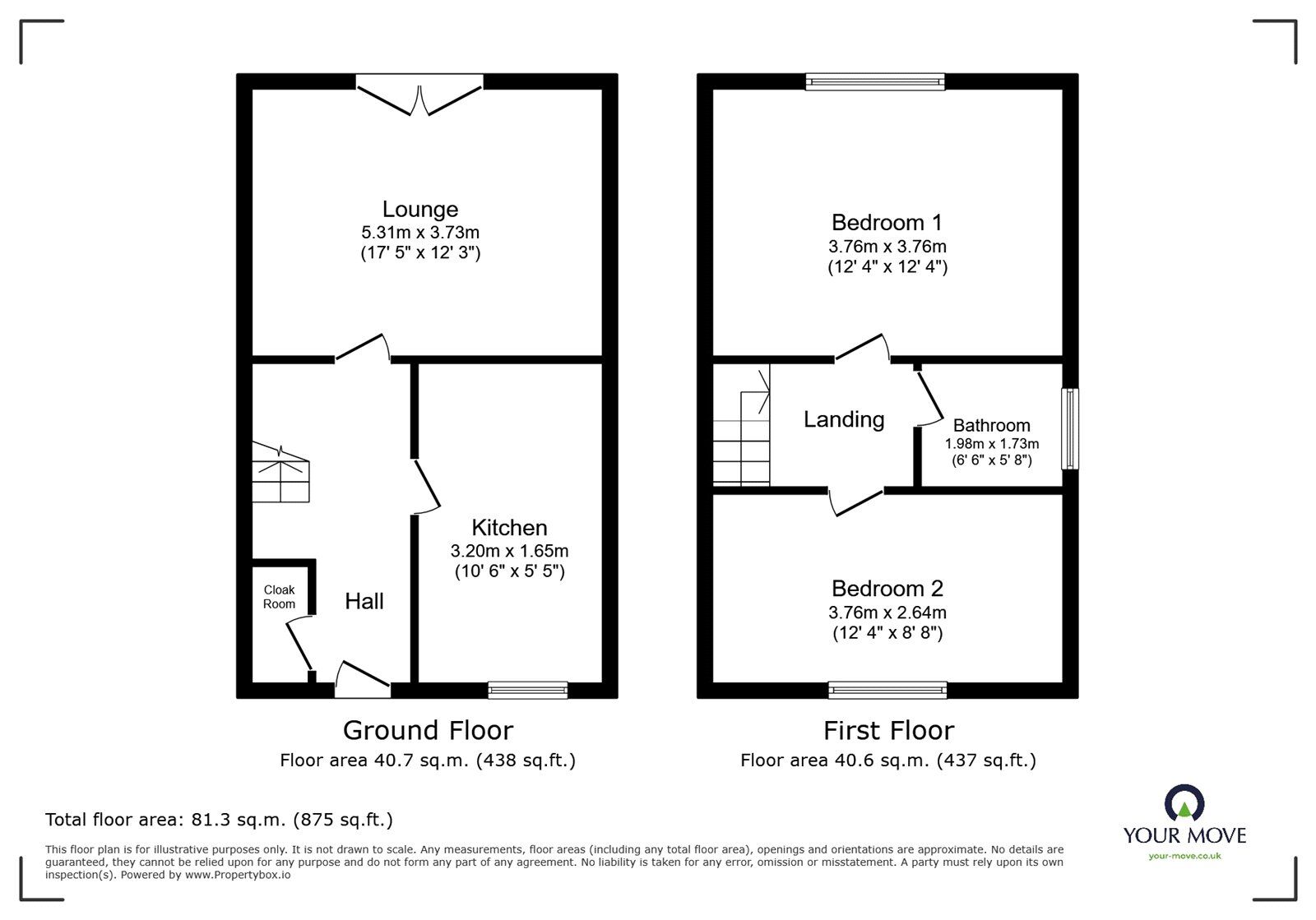 Floorplan of 2 bedroom Mid Terrace House for sale, Park View Close, Blurton, Staffordshire, ST3