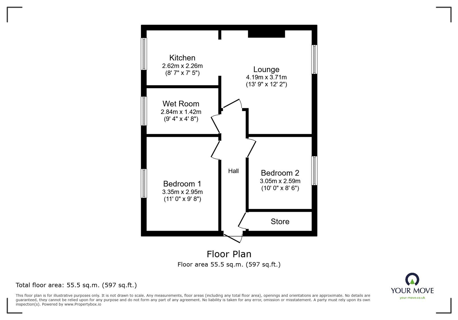 Floorplan of 2 bedroom  Flat for sale, Pembridge Road, Stoke-on-Trent, Staffordshire, ST3