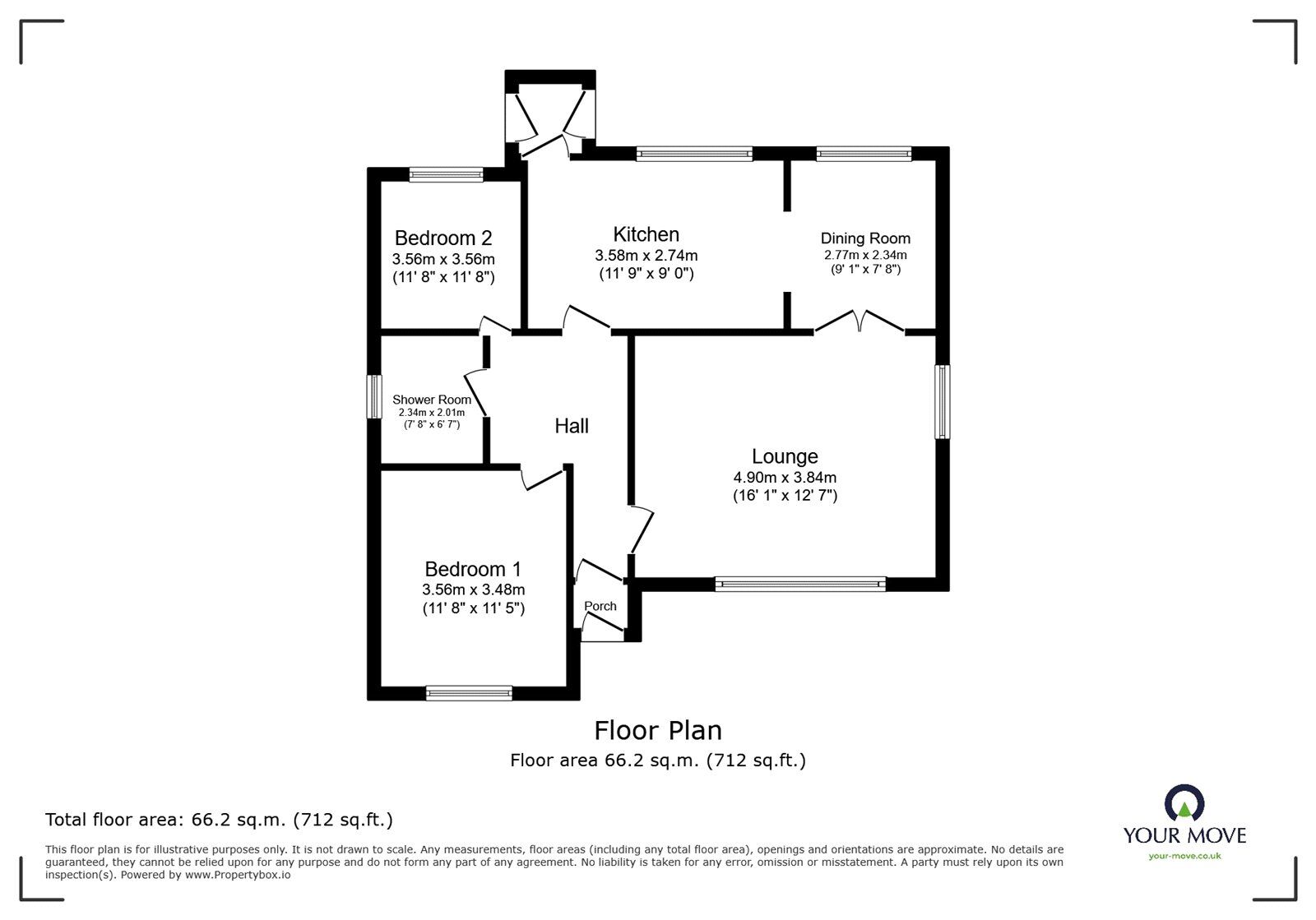 Floorplan of 2 bedroom Detached Bungalow for sale, Lightwood Road, Stoke-on-Trent, Staffordshire, ST3