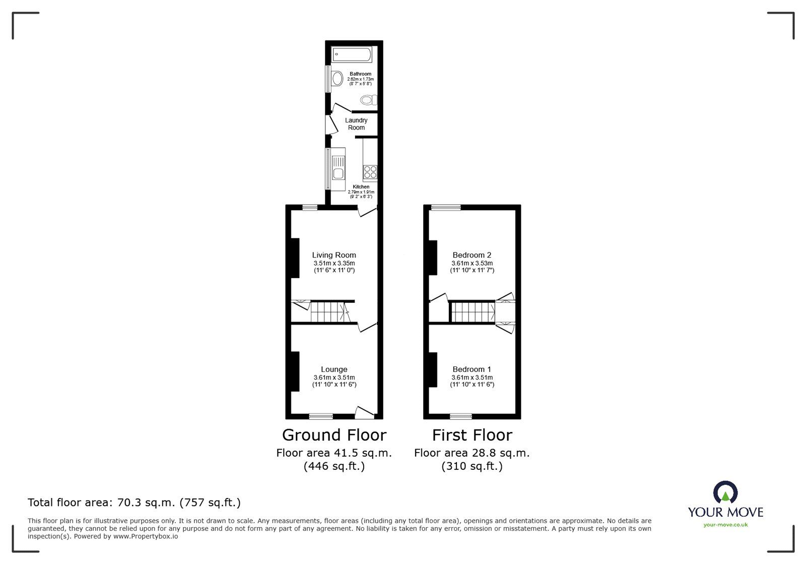 Floorplan of 2 bedroom Mid Terrace House to rent, Greendock Street, Stoke-on-Trent, Staffordshire, ST3