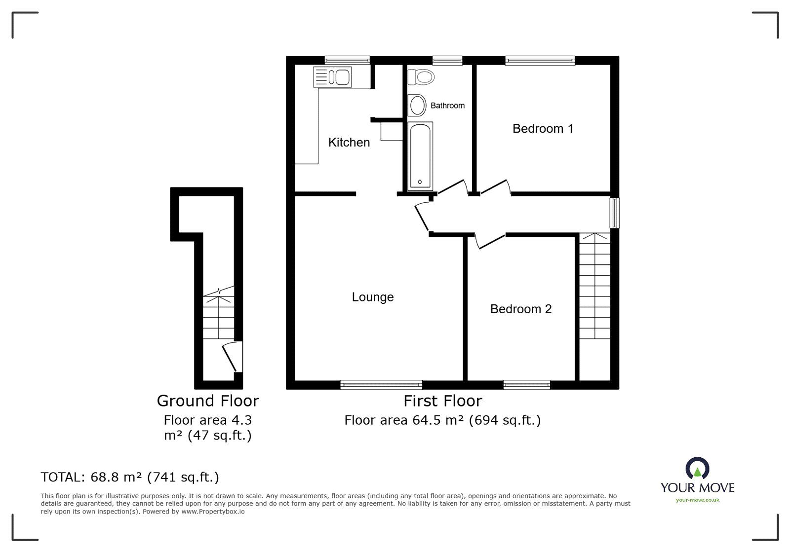 Floorplan of 2 bedroom Flat to rent, Tawney Crescent, Stoke-on-Trent, Staffordshire, ST3