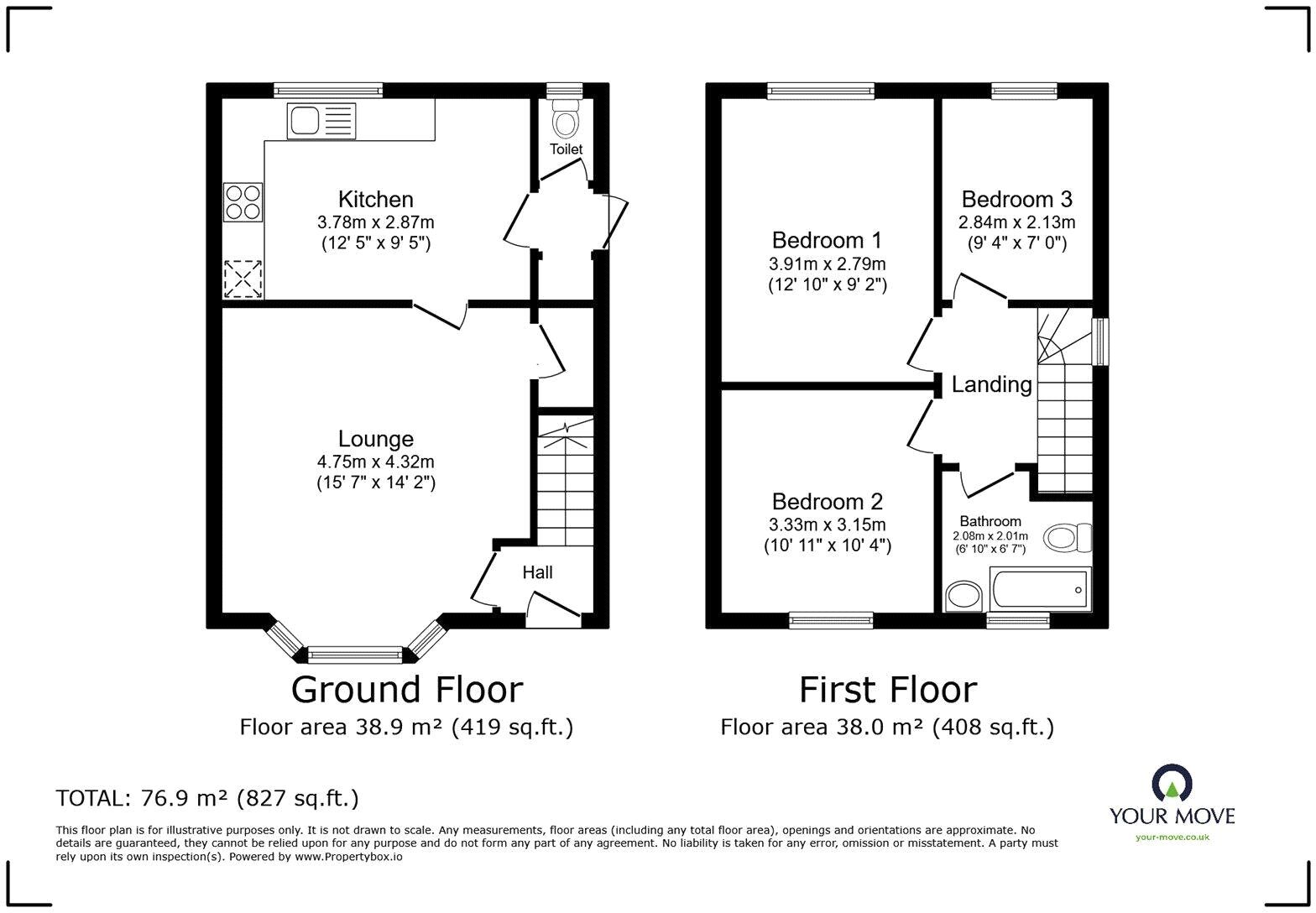 Floorplan of 3 bedroom End Terrace House for sale, Rownall Road, Meir, Staffordshire, ST3