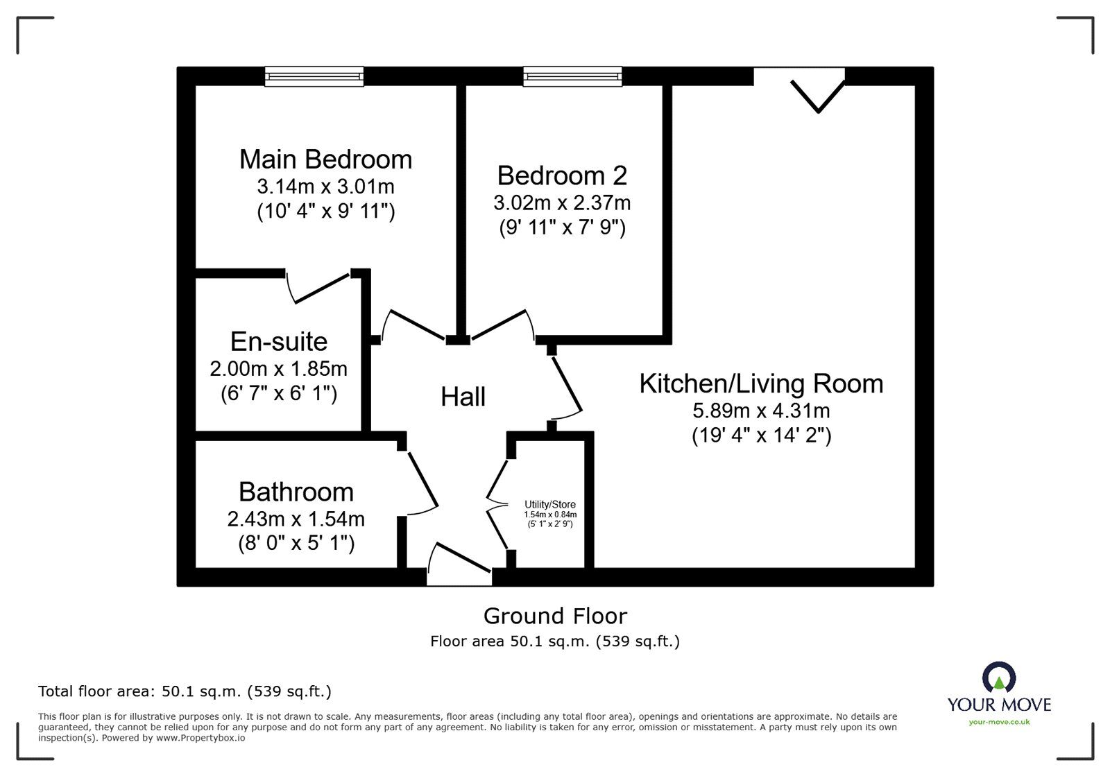 Floorplan of 2 bedroom Flat for sale, Hartley Court, Cliffe Vale, Stoke-On-Trent, ST4