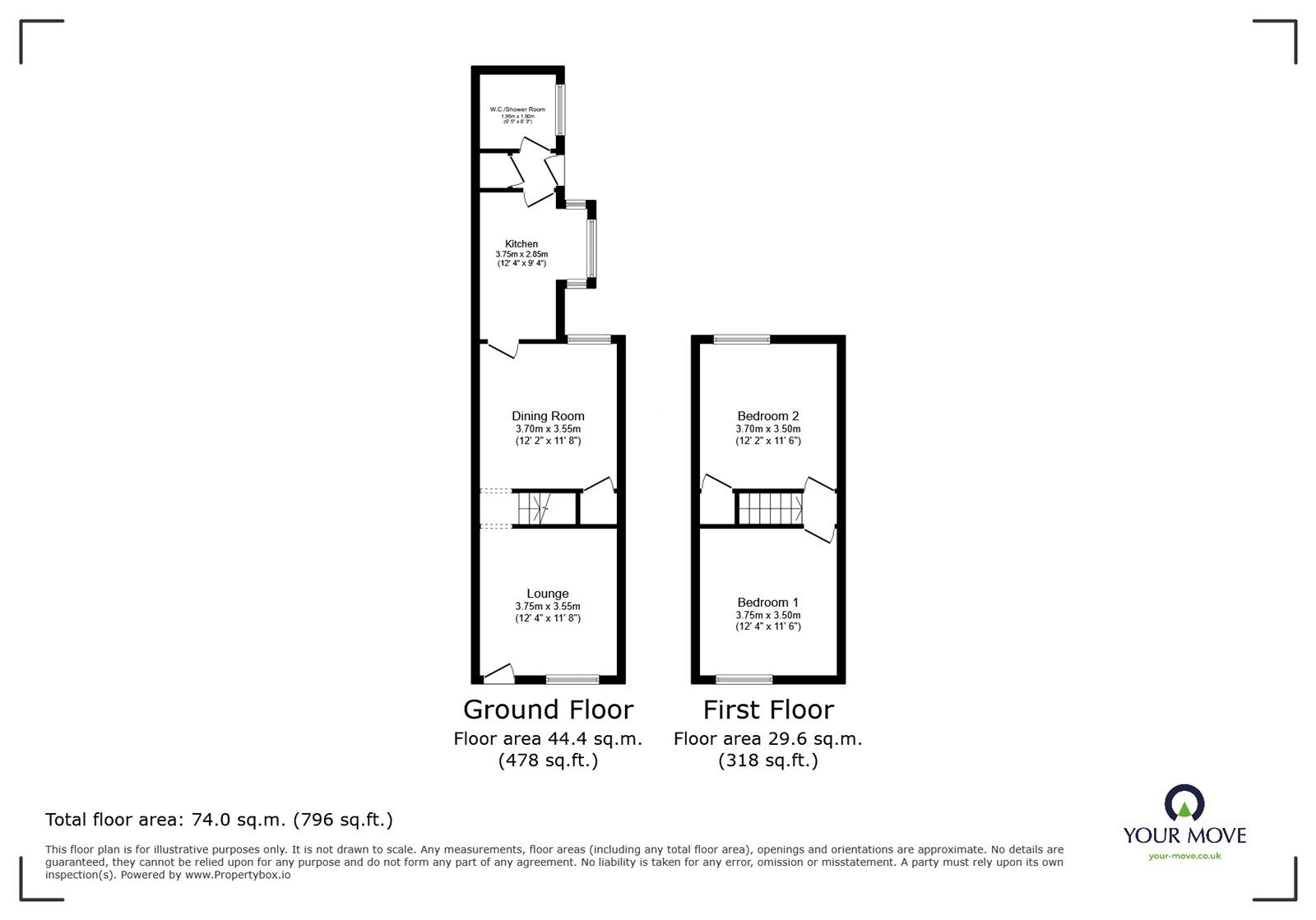 Floorplan of 2 bedroom End Terrace House for sale, Leveson Street, Stoke-on-Trent, Staffordshire, ST3