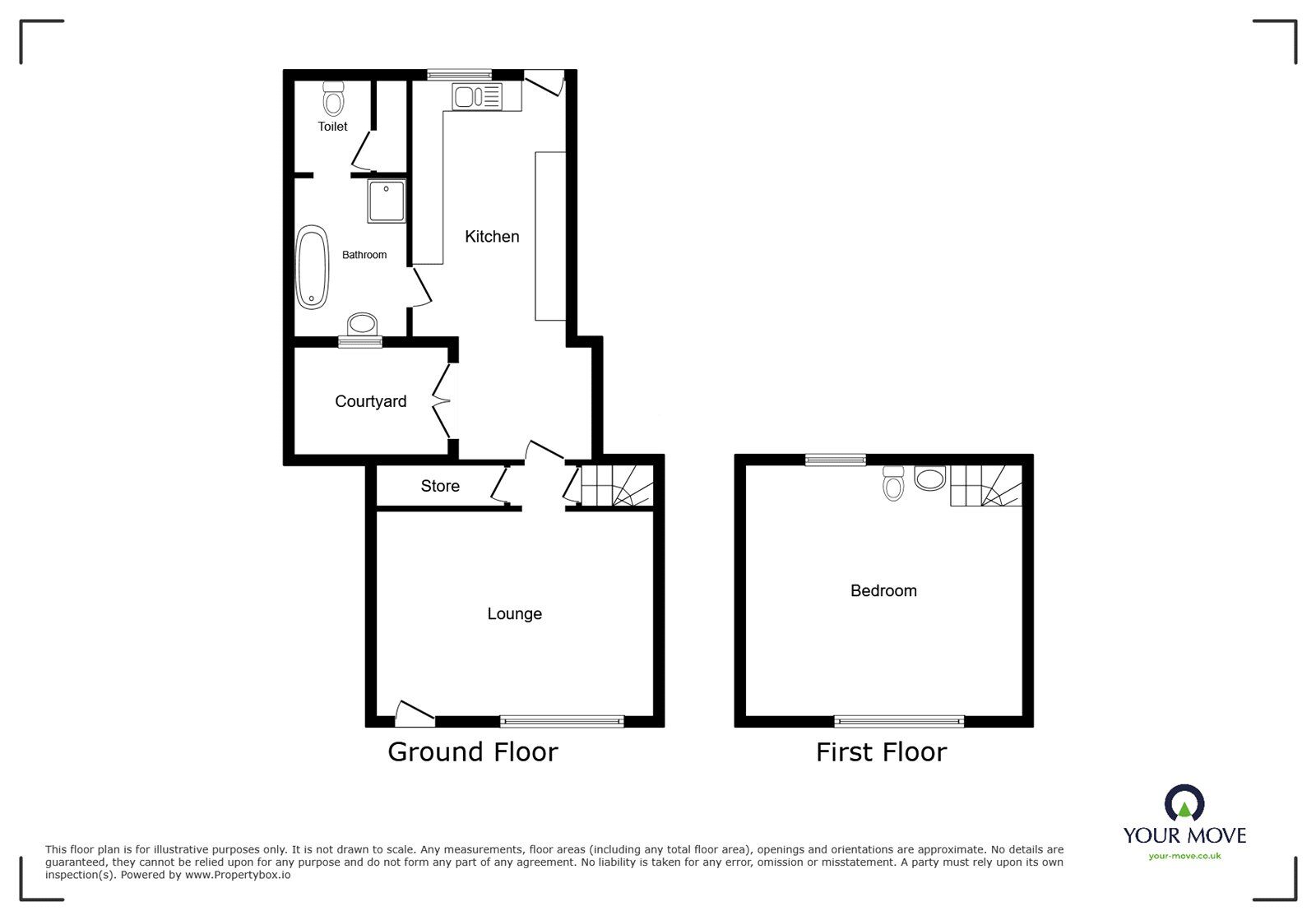 Floorplan of 1 bedroom Mid Terrace Property for sale, Crackley Gates, Leycett, Staffordshire, ST5