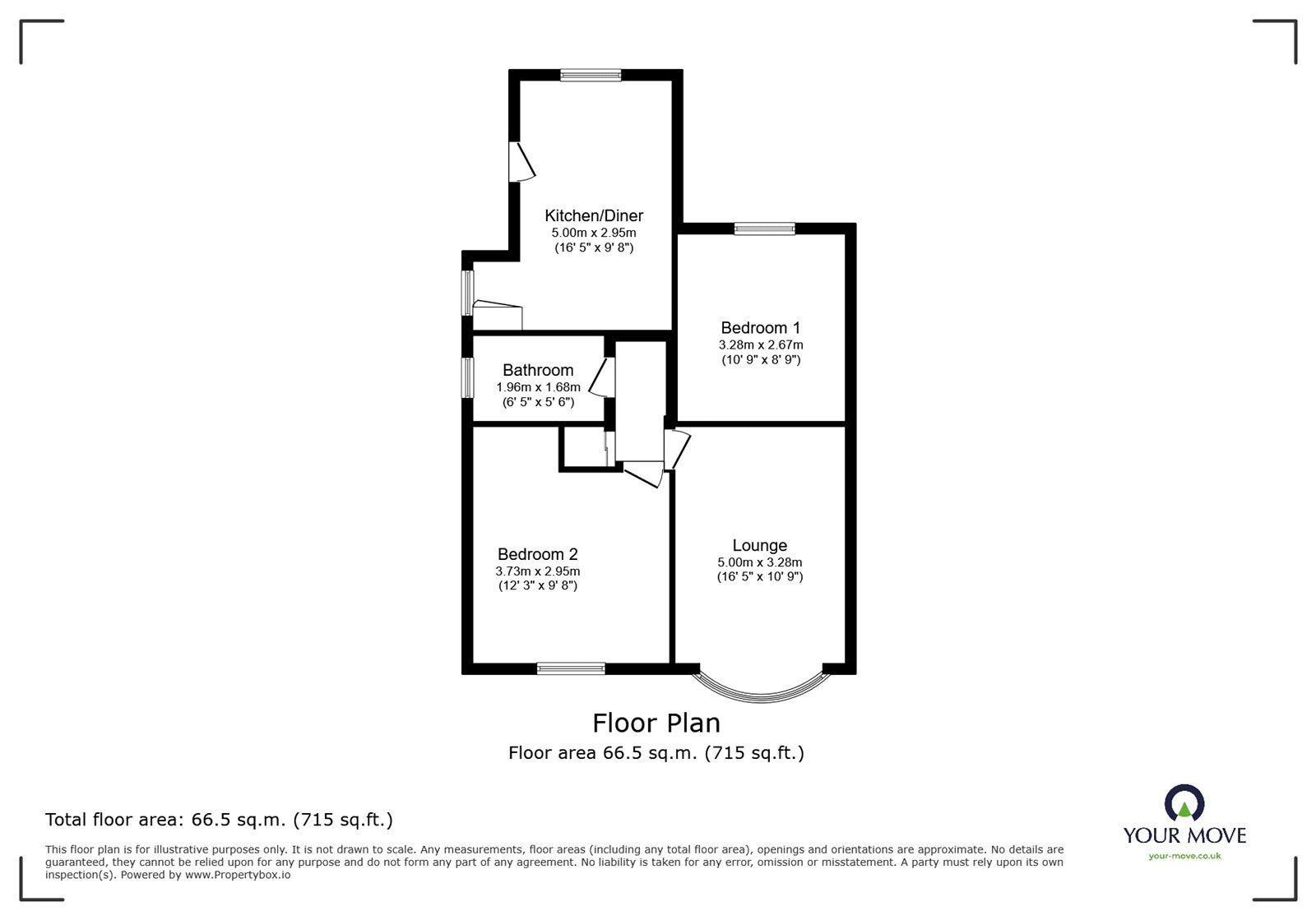 Floorplan of 2 bedroom Detached Bungalow for sale, Judith Grove, Mount Pleasant, Staffordshire, ST4