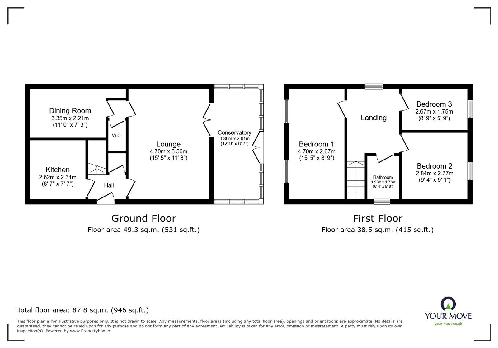 Floorplan of 3 bedroom Detached House for sale, Ashton Court, Werrington, Staffordshire, ST9