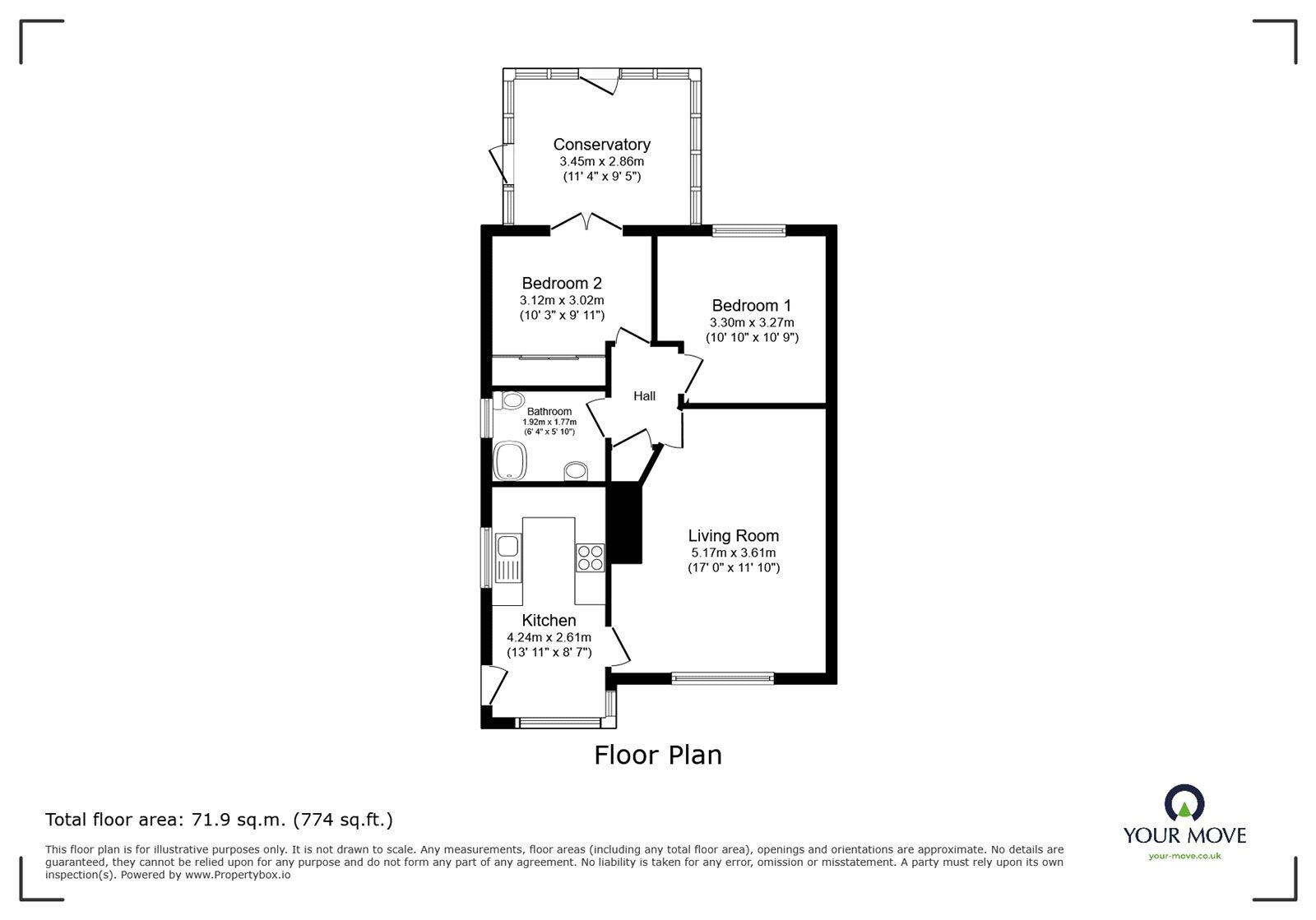 Floorplan of 2 bedroom Semi Detached Bungalow for sale, Foley Road, Longton, Staffordshire, ST3