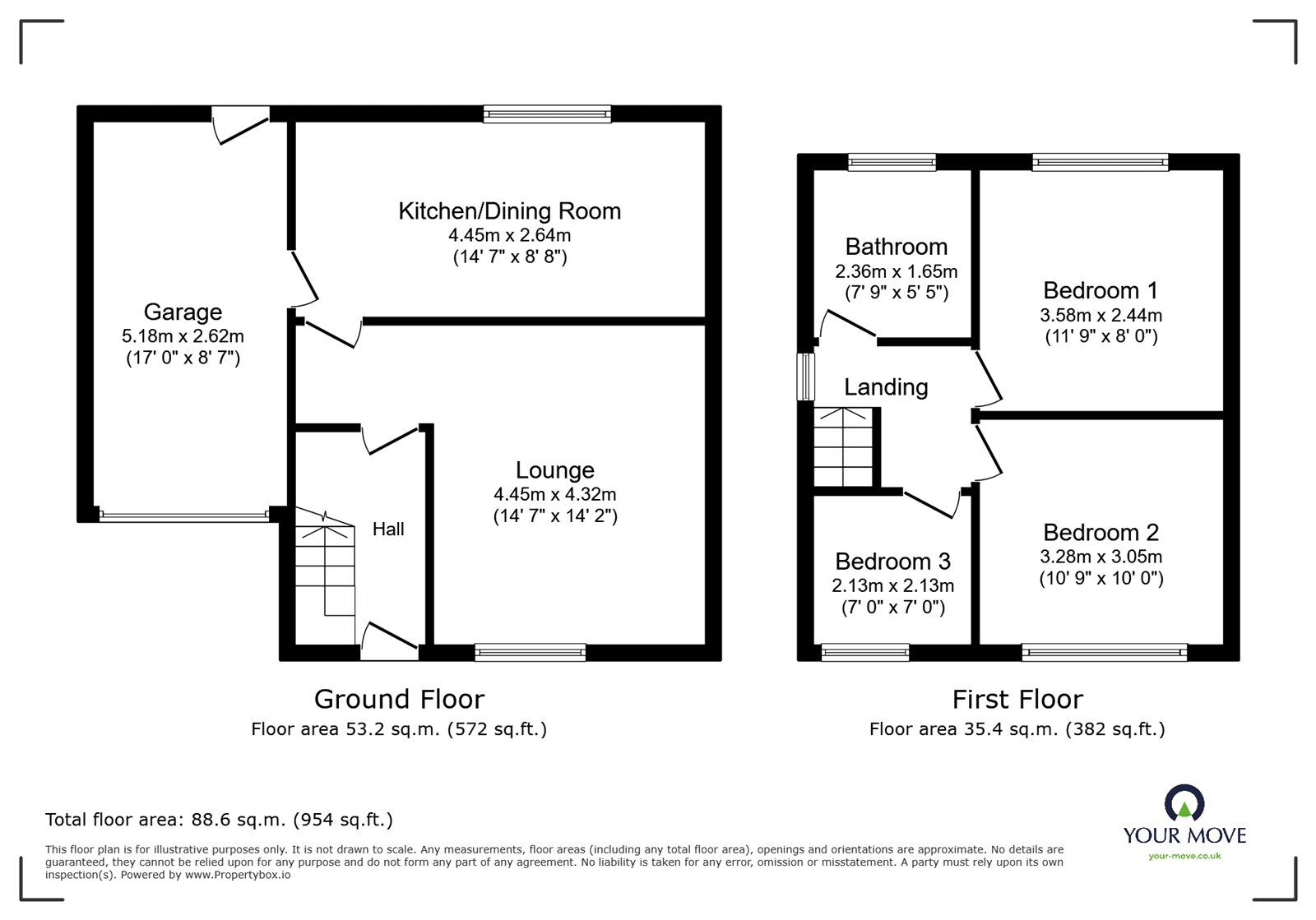 Floorplan of 3 bedroom Semi Detached House for sale, Priorfield Close, Longton, Staffordshire, ST3