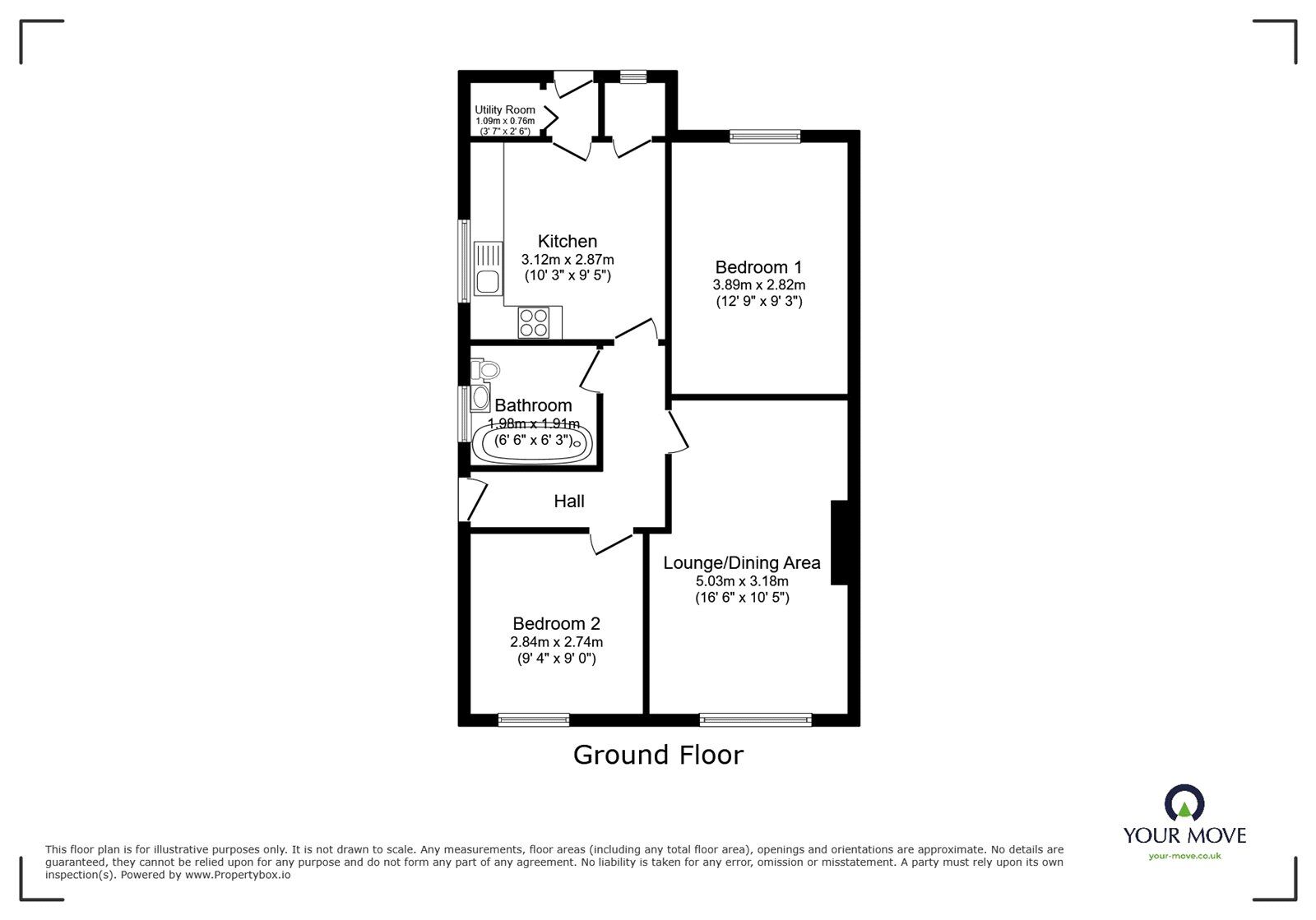 Floorplan of 2 bedroom Semi Detached Bungalow for sale, Coyney Grove, Weston Coyney, Staffordshire, ST3
