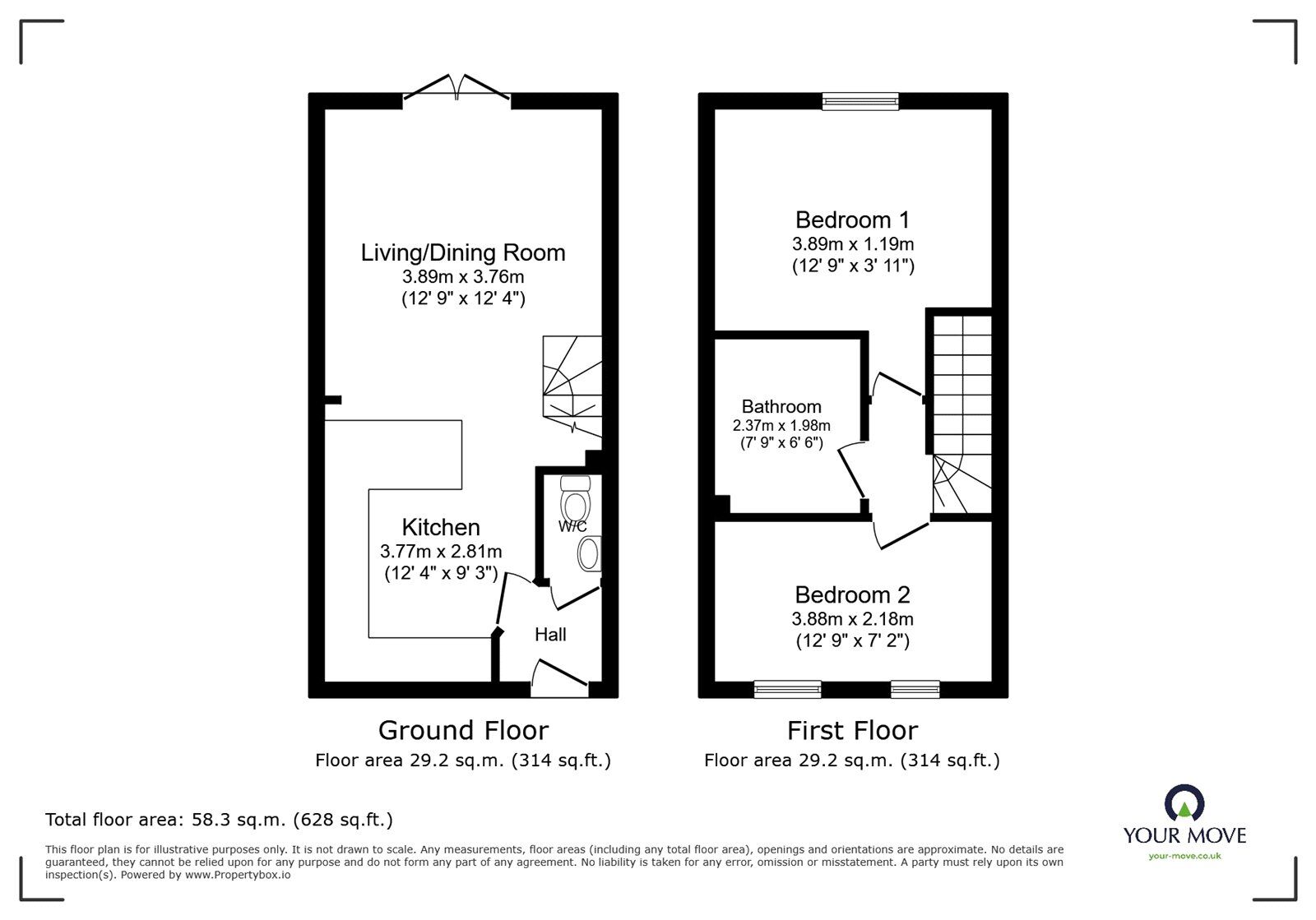 Floorplan of 2 bedroom Semi Detached House for sale, Hawarden Way, Meir, Staffordshire, ST3