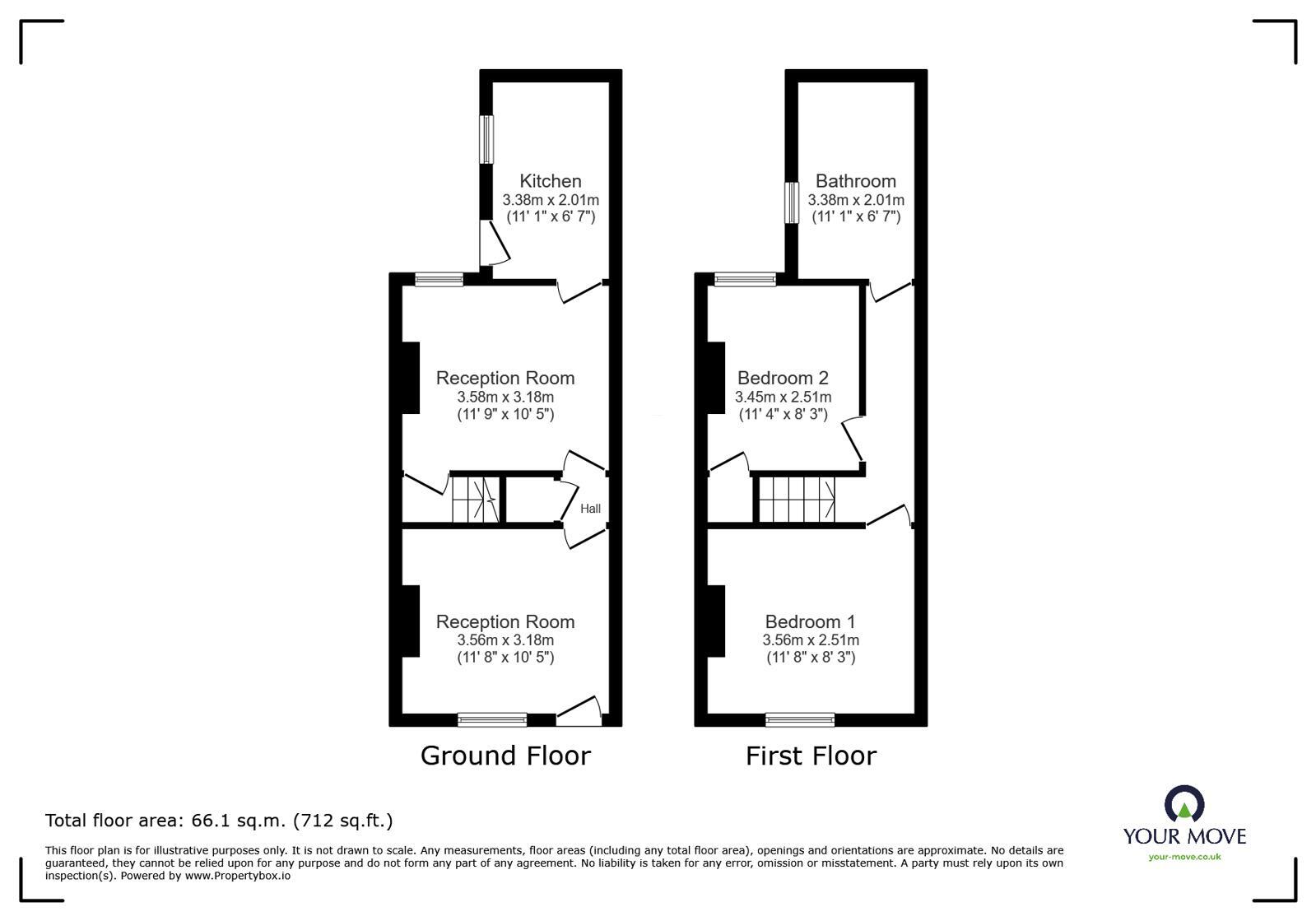Floorplan of 2 bedroom Mid Terrace House to rent, Grosvenor Avenue, Oakhill, Stoke-On-Trent, ST4