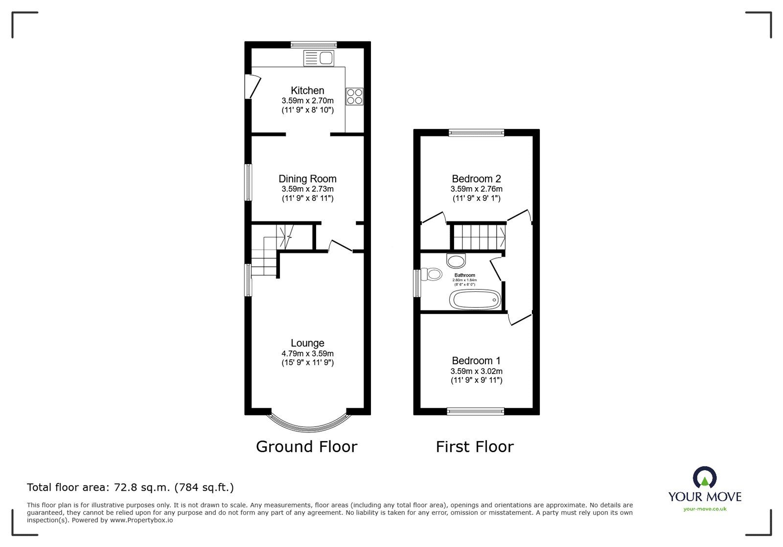 Floorplan of 2 bedroom Semi Detached House for sale, Longton Hall Road, Blurton, Staffordshire, ST3