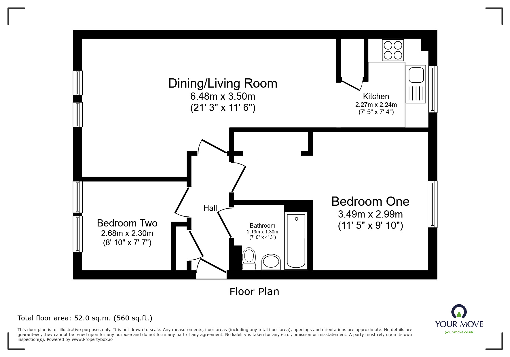 Floorplan of 2 bedroom Flat to rent, Minton Grove, Baddeley Green, Stoke-on-Trent, Staffordshire, ST2