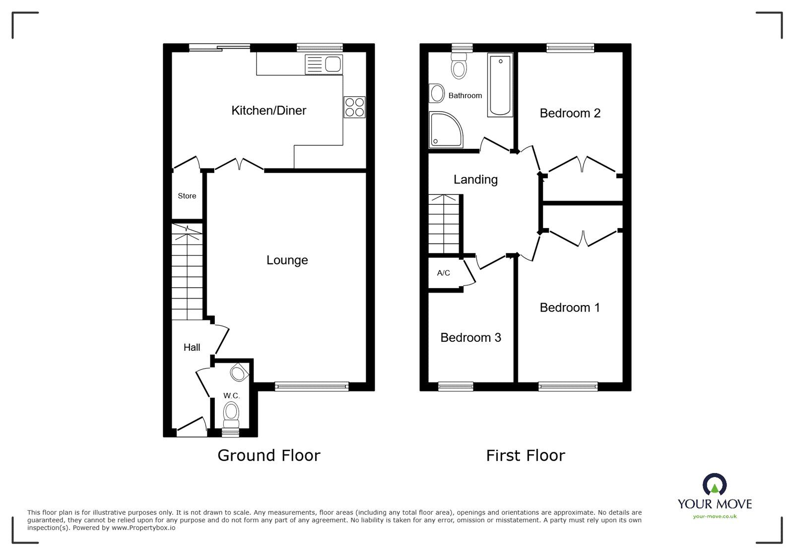 Floorplan of 3 bedroom House to rent, Charlestown Grove, Stoke-on-Trent, Staffordshire, ST3
