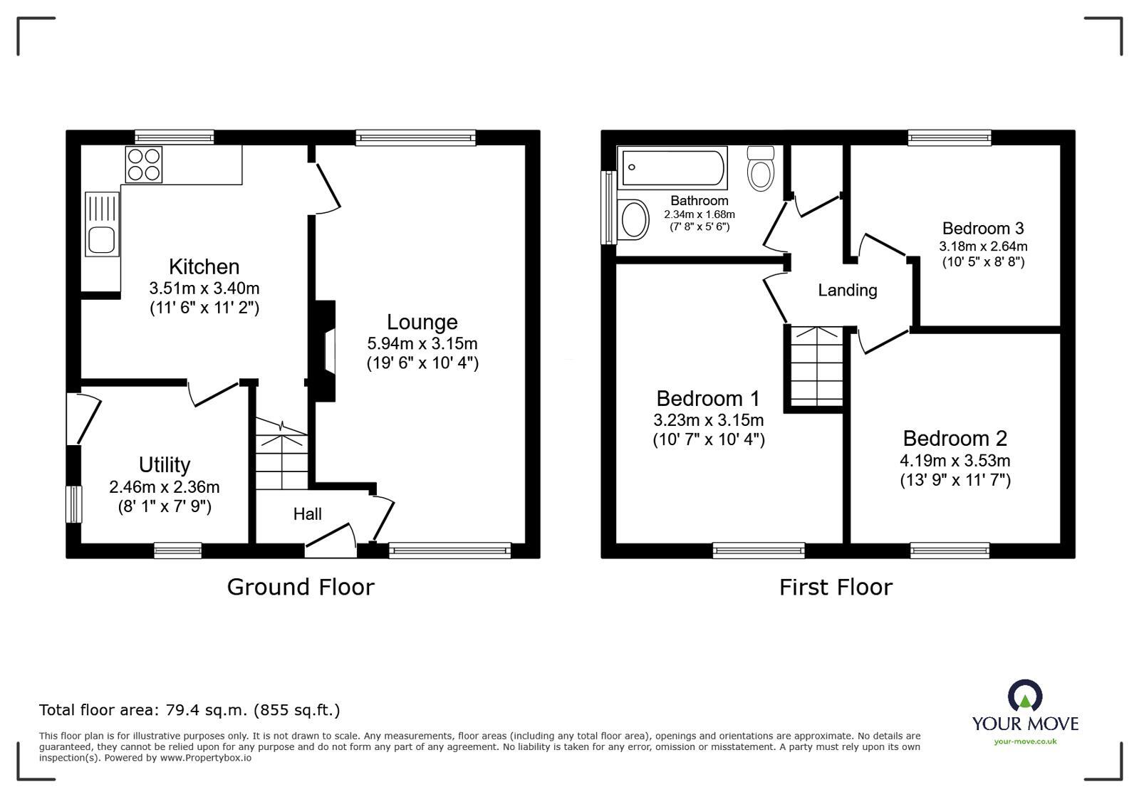 Floorplan of 3 bedroom Semi Detached House to rent, MacDonald Crescent, Stoke-on-Trent, Staffordshire, ST3
