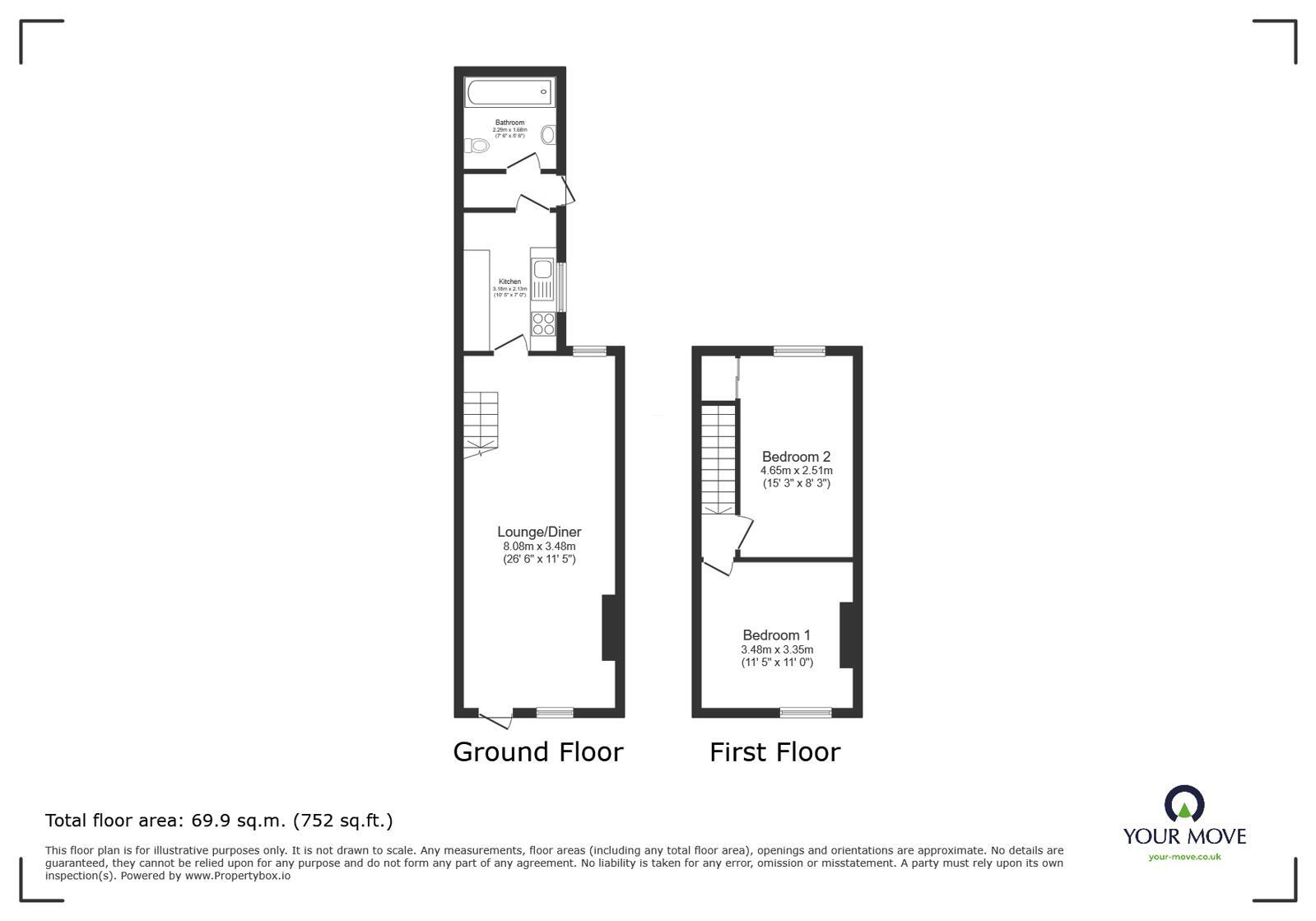 Floorplan of 2 bedroom Mid Terrace House to rent, Cornwallis Street, Stoke-on-Trent, Staffordshire, ST4