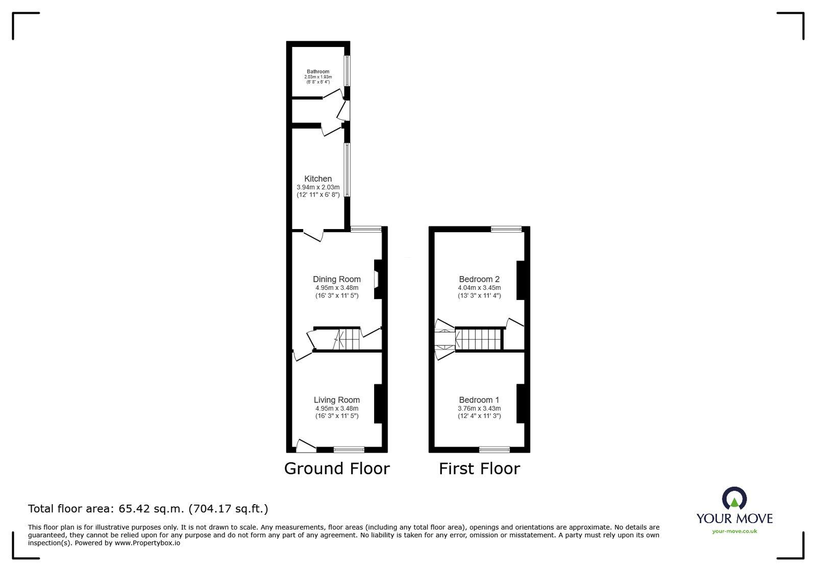 Floorplan of 2 bedroom Mid Terrace House to rent, Fletcher Road, Stoke-on-Trent, Staffordshire, ST4
