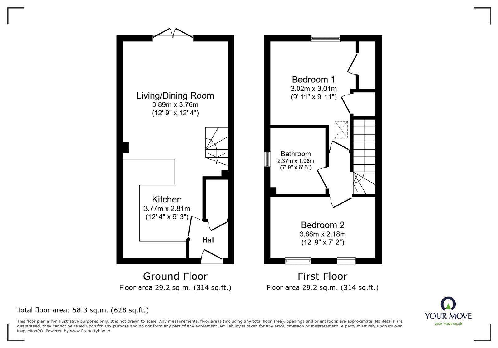Floorplan of 2 bedroom Semi Detached House for sale, Hawarden Way, Stoke-on-Trent, Staffordshire, ST3