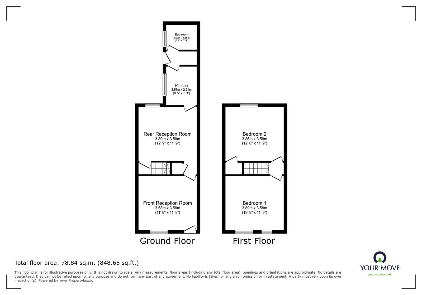 Floorplan of 2 bedroom Mid Terrace House for sale, Ludwall Road, Normacot, Staffordshire, ST3
