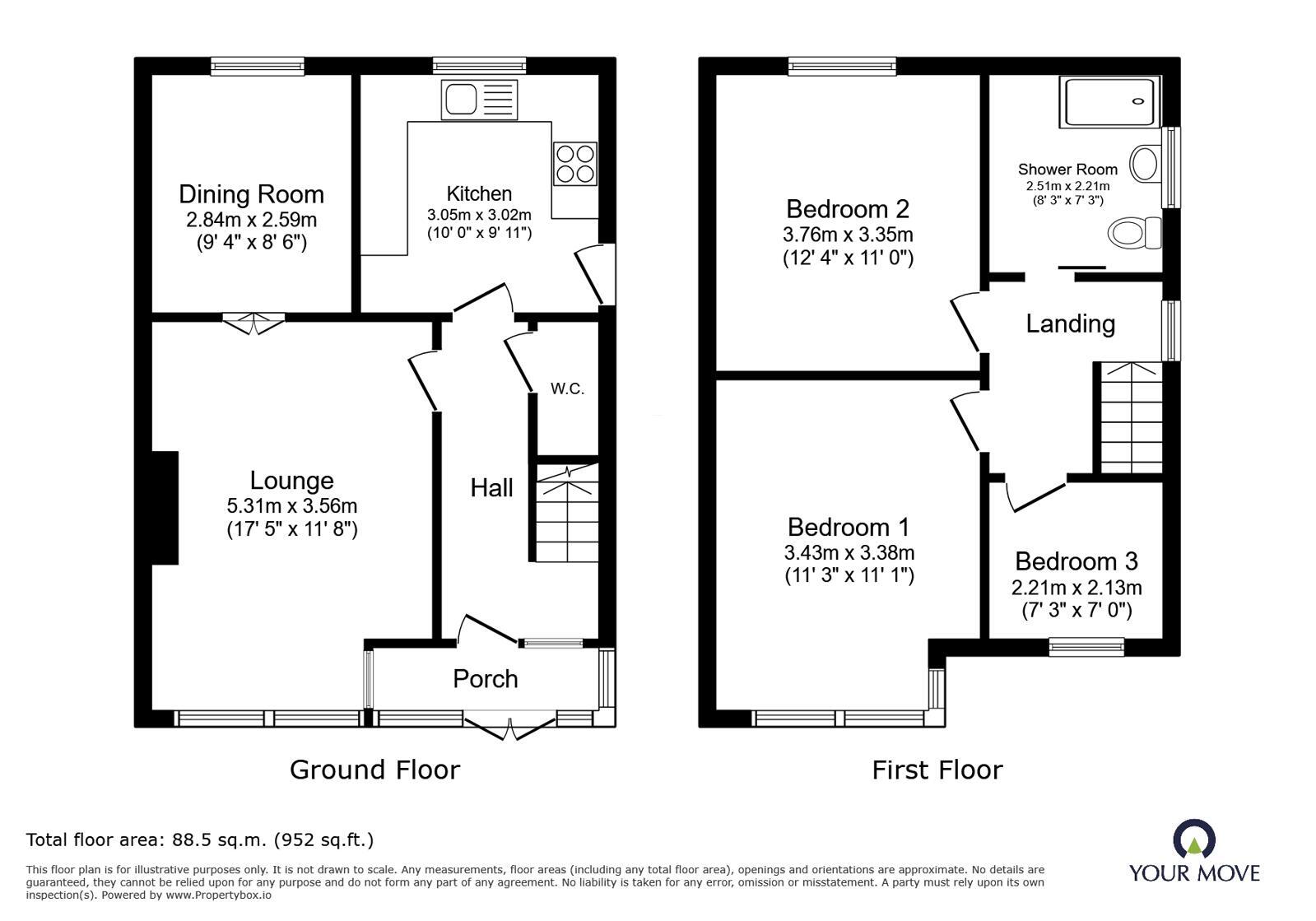 Floorplan of 3 bedroom Semi Detached House for sale, Blurton Road, Blurton, Staffordshire, ST3