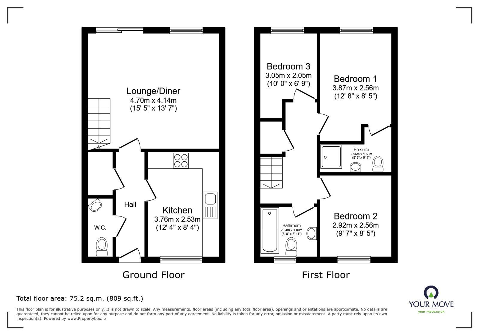 Floorplan of 3 bedroom House to rent, Poundlock Avenue, Stoke-on-Trent, Staffordshire, ST1