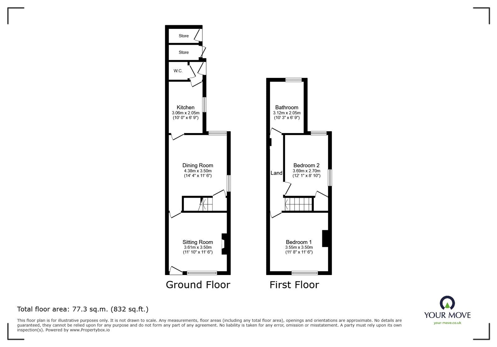 Floorplan of 2 bedroom End Terrace House for sale, Baddeley Street, Cheadle, Staffordshire, ST10