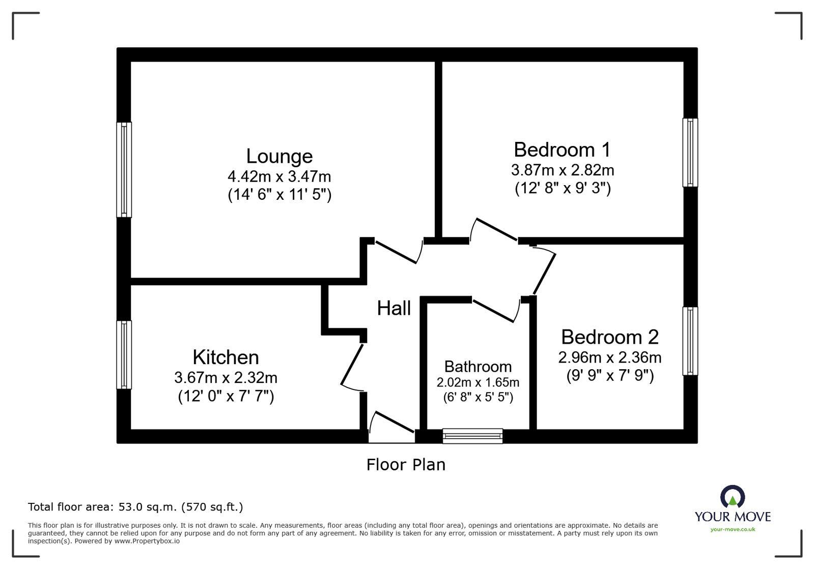 Floorplan of 2 bedroom Semi Detached Bungalow to rent, Delaney Drive, Stoke-on-Trent, Staffordshire, ST3