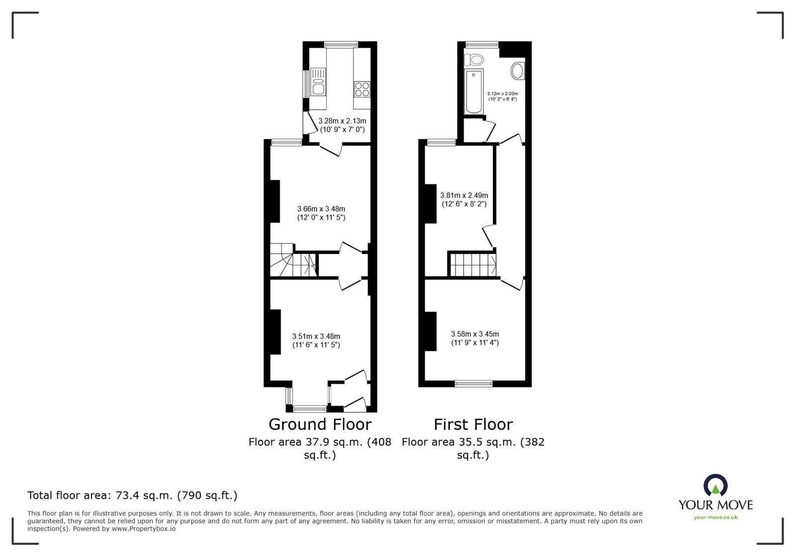 Floorplan of 2 bedroom Mid Terrace House to rent, Hazelhurst Street, Stoke-on-Trent, Staffordshire, ST1