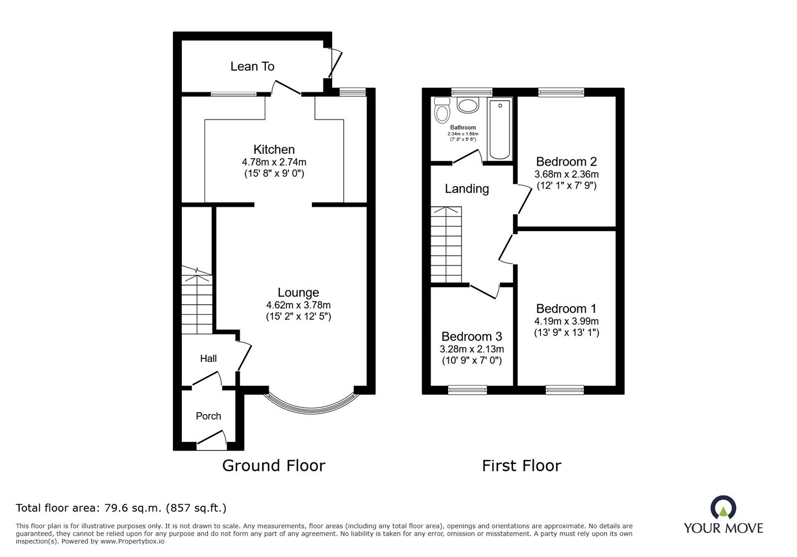 Floorplan of 3 bedroom Mid Terrace House to rent, Grosvenor Street, Stoke-on-Trent, Staffordshire, ST3
