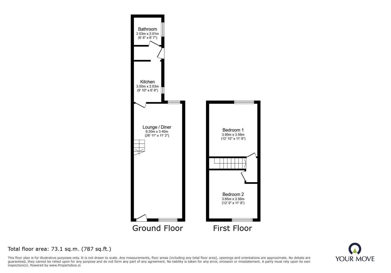 Floorplan of 2 bedroom Mid Terrace House for sale, Rothesay Road, Normacot, Staffordshire, ST3