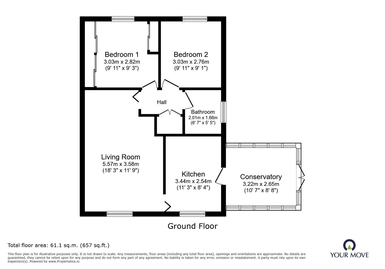 Floorplan of 2 bedroom Semi Detached Bungalow for sale, Westonfields Drive, Stoke-on-Trent, Staffordshire, ST3