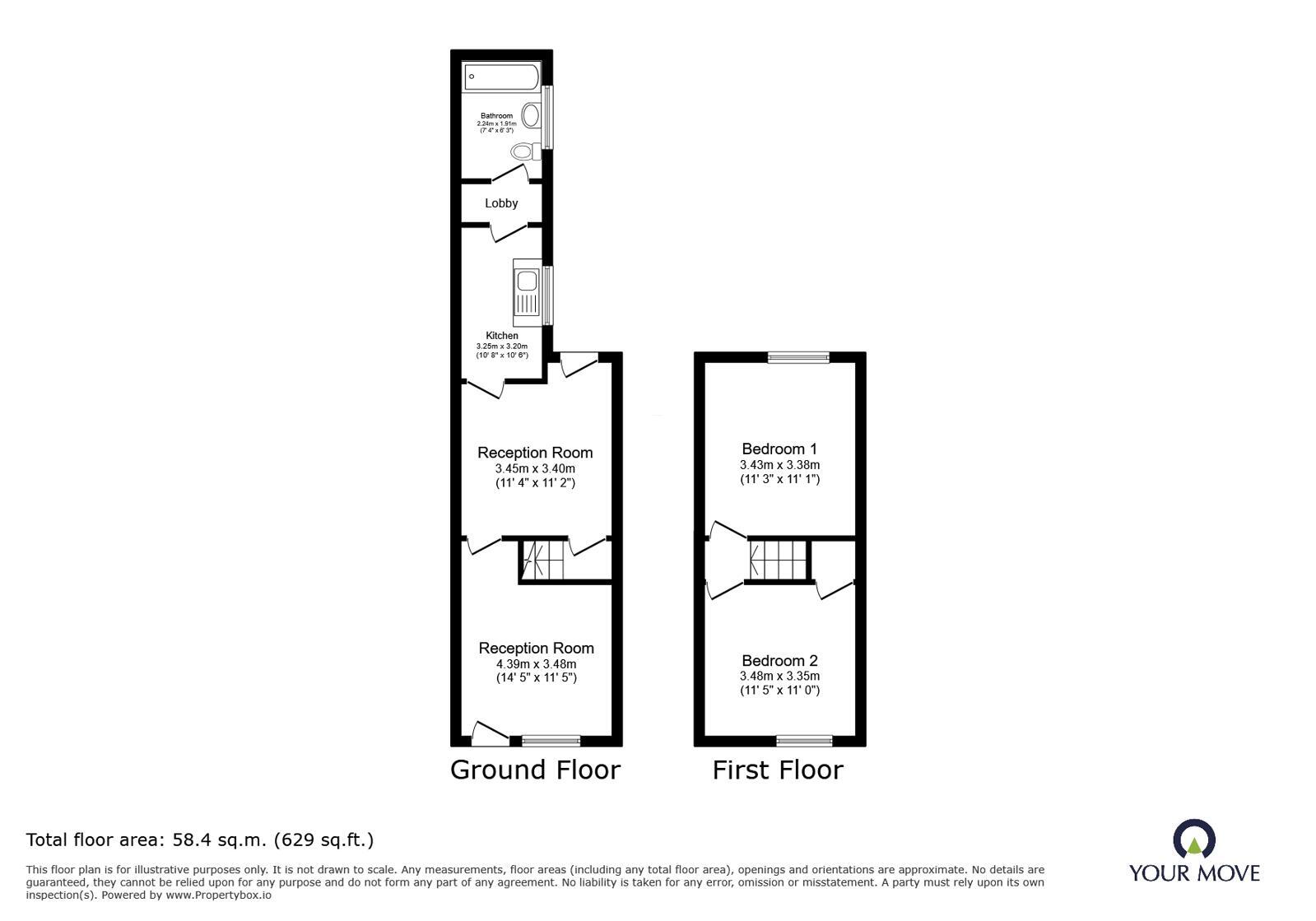 Floorplan of 2 bedroom Mid Terrace House to rent, Masterson Street, Stoke-on-Trent, Staffordshire, ST4