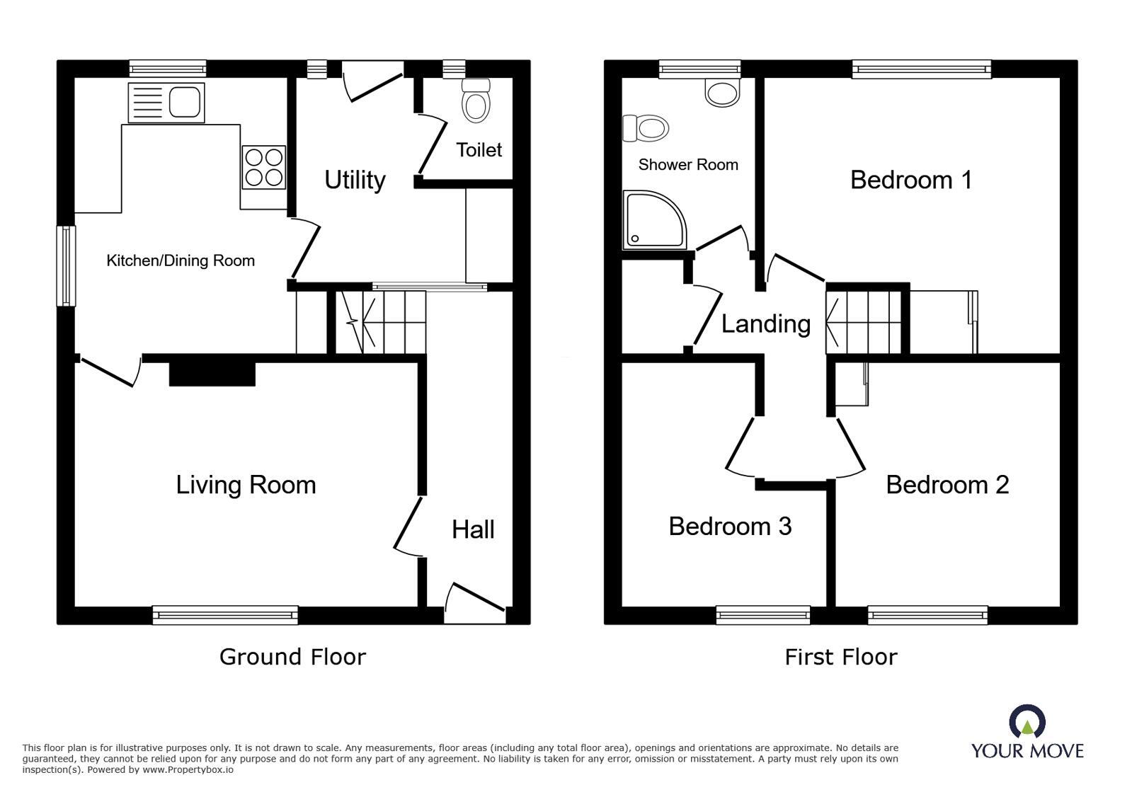 Floorplan of 3 bedroom Semi Detached House for sale, Dawlish Drive, Bentilee, Staffordshire, ST2