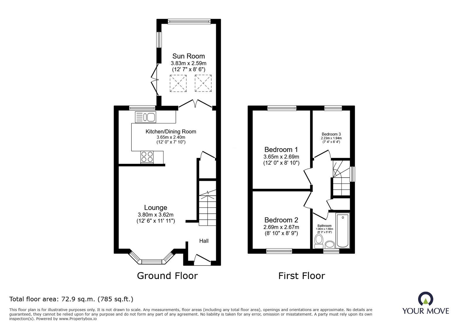 Floorplan of 3 bedroom Detached House for sale, Gedney Grove, Westbury Park, Staffordshire, ST5