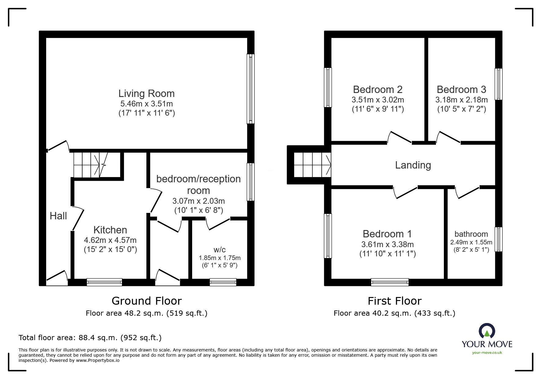Floorplan of 3 bedroom Semi Detached House for sale, The Meadows, Shepshed, Leicestershire, LE12