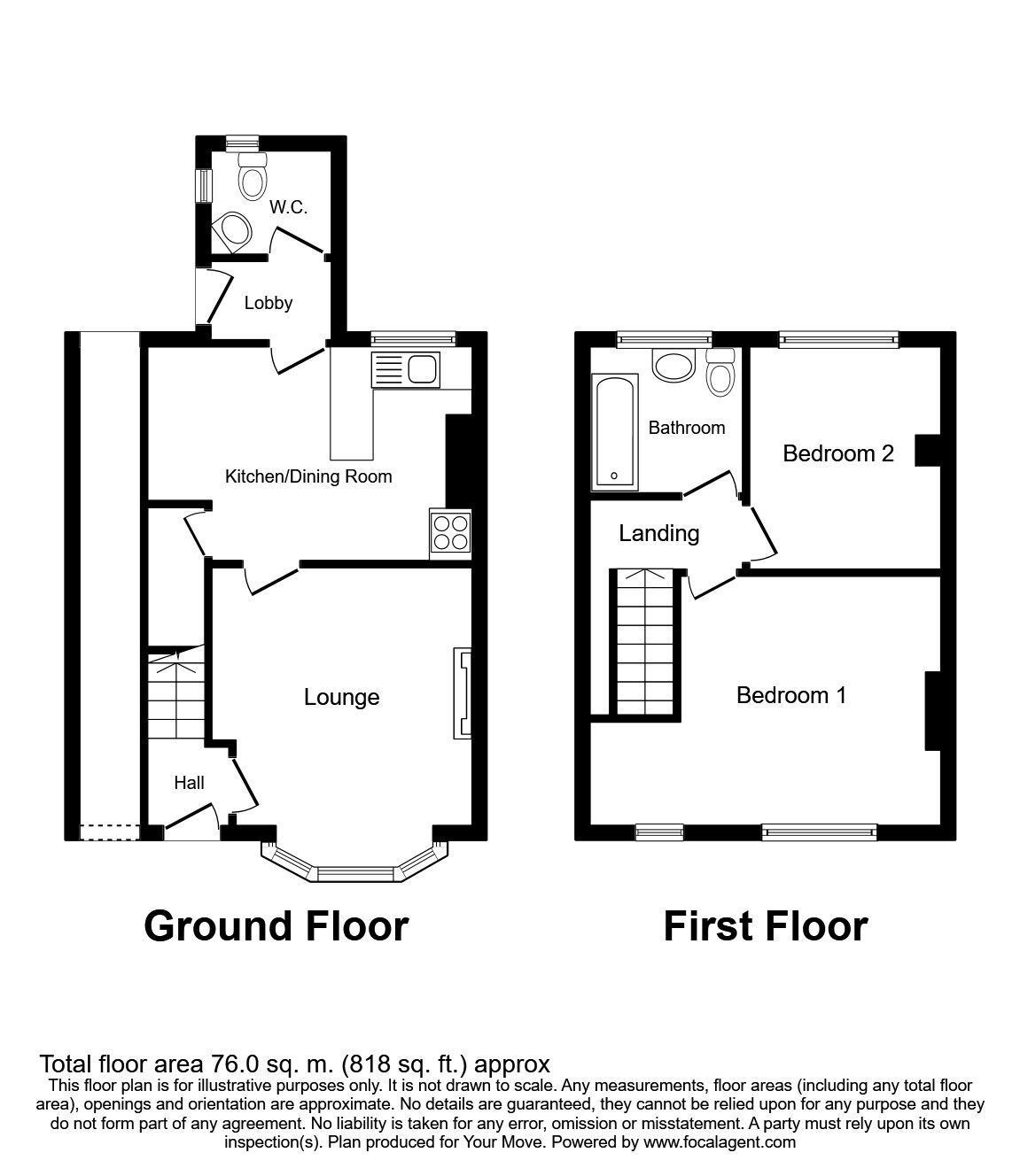 Floorplan of 2 bedroom Mid Terrace House to rent, Limehurst Avenue, Loughborough, Leicestershire, LE11