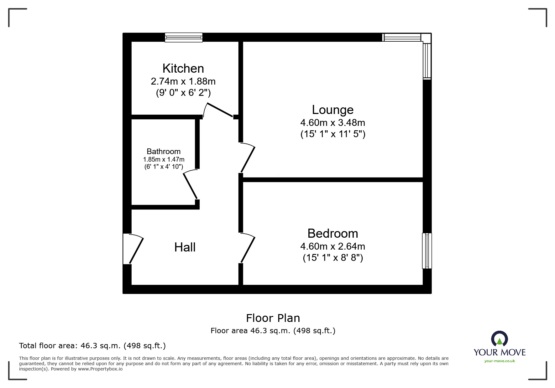 Floorplan of 1 bedroom  Flat to rent, Staveley Court, Loughborough, Leicestershire, LE11