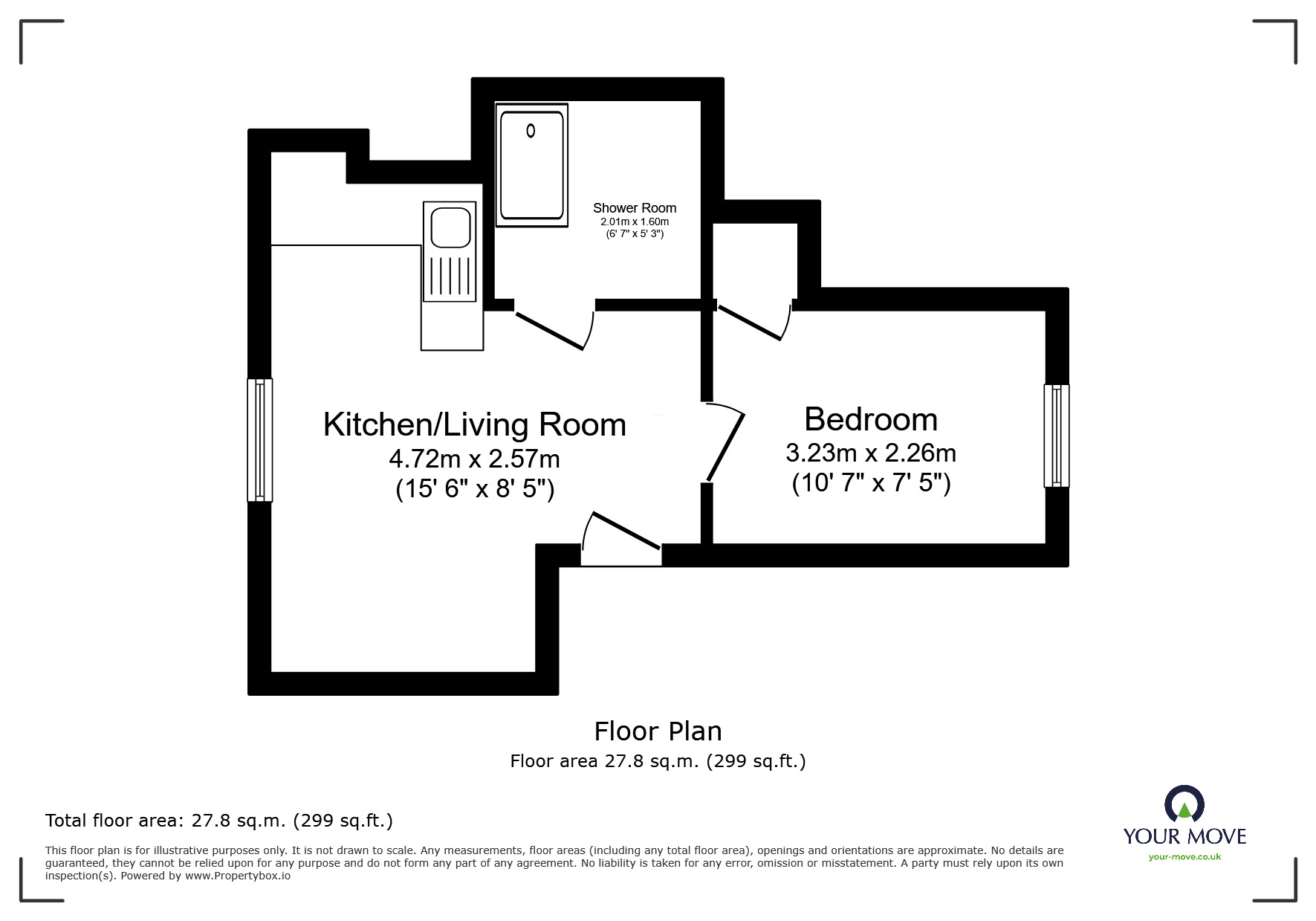 Floorplan of 1 bedroom Flat to rent, Leicester Road, Loughborough, Leicestershire, LE11
