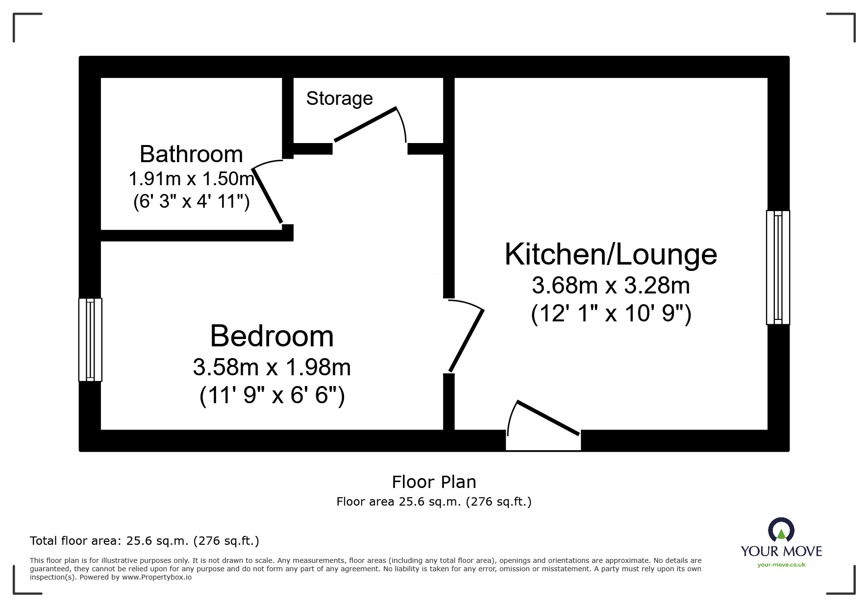 Floorplan of 1 bedroom Flat to rent, Leicester Road, Loughborough, Leicestershire, LE11
