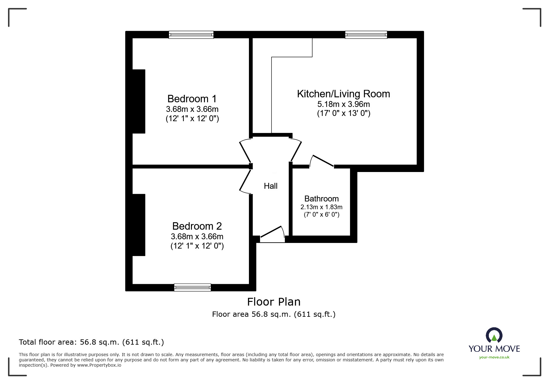 Floorplan of 2 bedroom Flat to rent, Leicester Road, Loughborough, Leicestershire, LE11