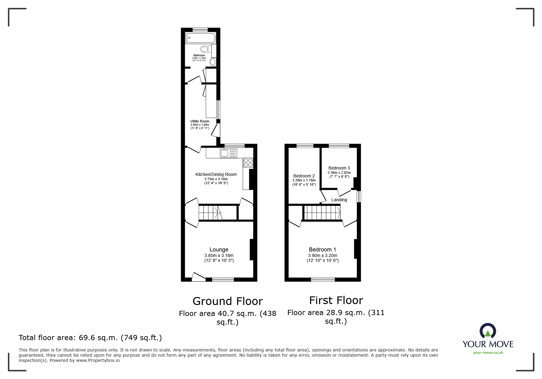 Floorplan of 3 bedroom End Terrace House to rent, Factory Street, Shepshed, Leicestershire, LE12