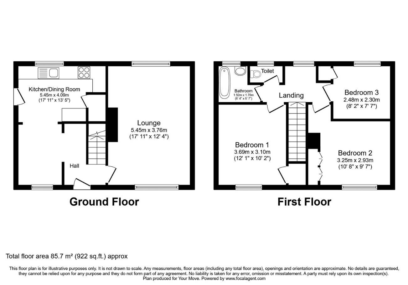 Floorplan of 3 bedroom End Terrace House for sale, Poplar Road, Loughborough, Leicestershire, LE11