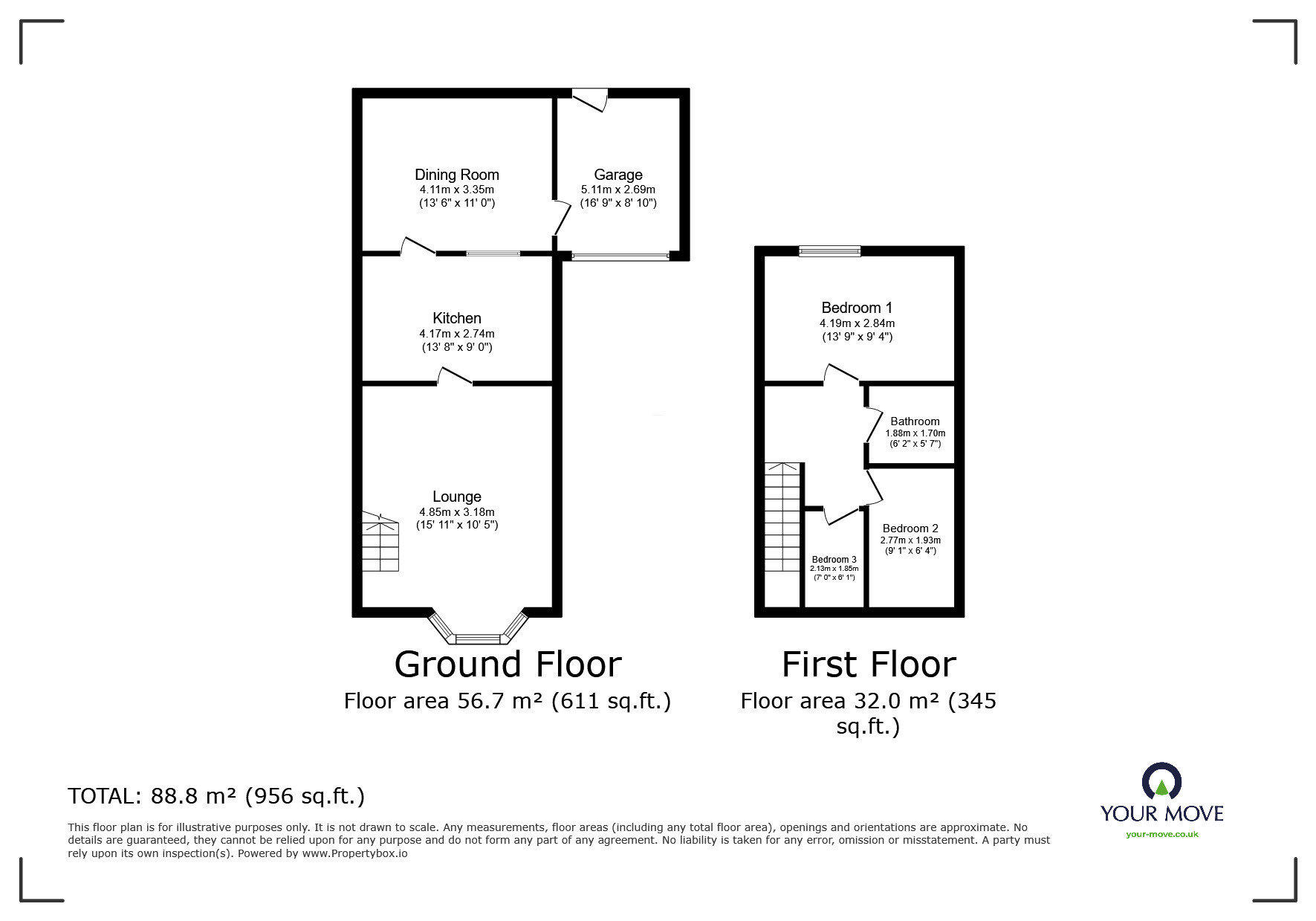 Floorplan of 3 bedroom Semi Detached House for sale, Heron Close, Mountsorrel, Leicestershire, LE12