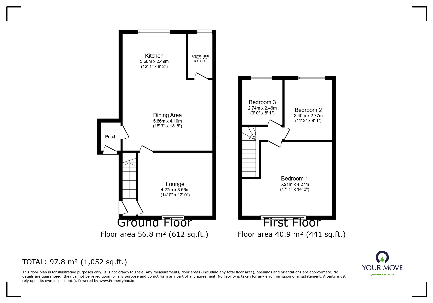 Floorplan of 3 bedroom End Terrace House to rent, Bramley Road, Nottingham, Nottinghamshire, NG8