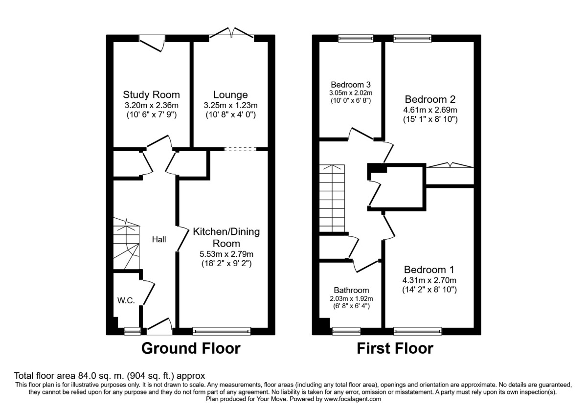 Floorplan of 4 bedroom Mid Terrace House for sale, Warwick Court, Loughborough, Leicestershire, LE11