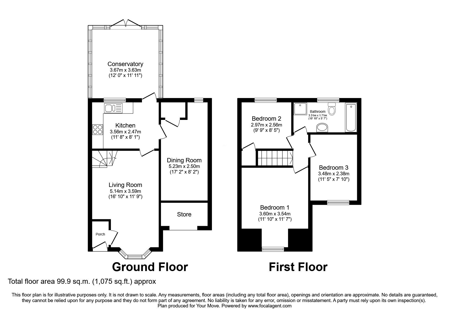 Floorplan of 3 bedroom Mid Terrace House for sale, Kingfisher Road, Mountsorrel, Leicestershire, LE12