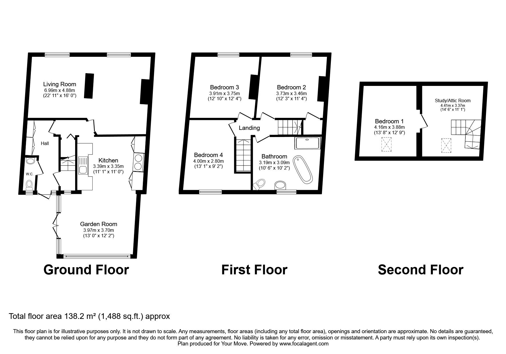 Floorplan of 4 bedroom  House for sale, Packington Hill, Kegworth, Leicestershire, DE74