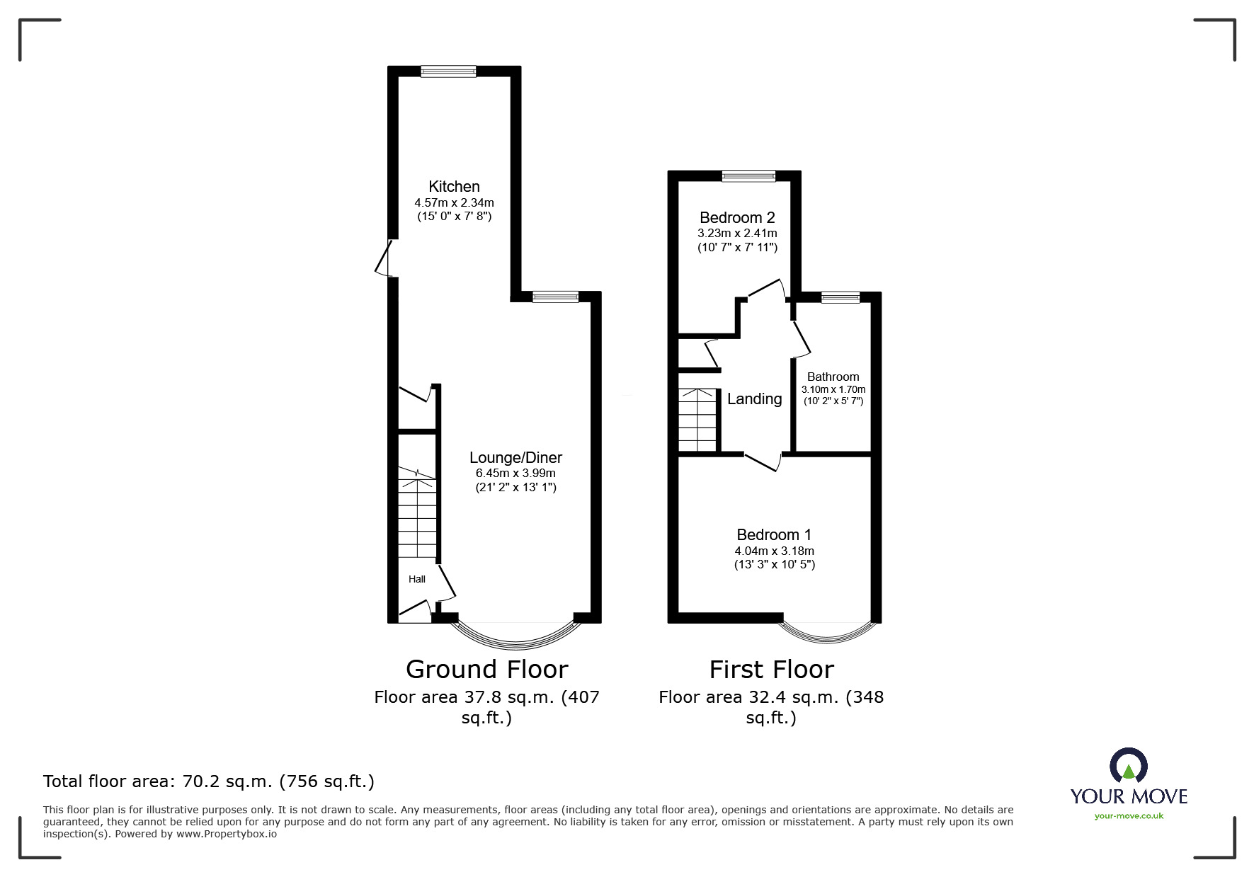 Floorplan of 2 bedroom Semi Detached House for sale, Bottleacre Lane, Loughborough, Leicestershire, LE11